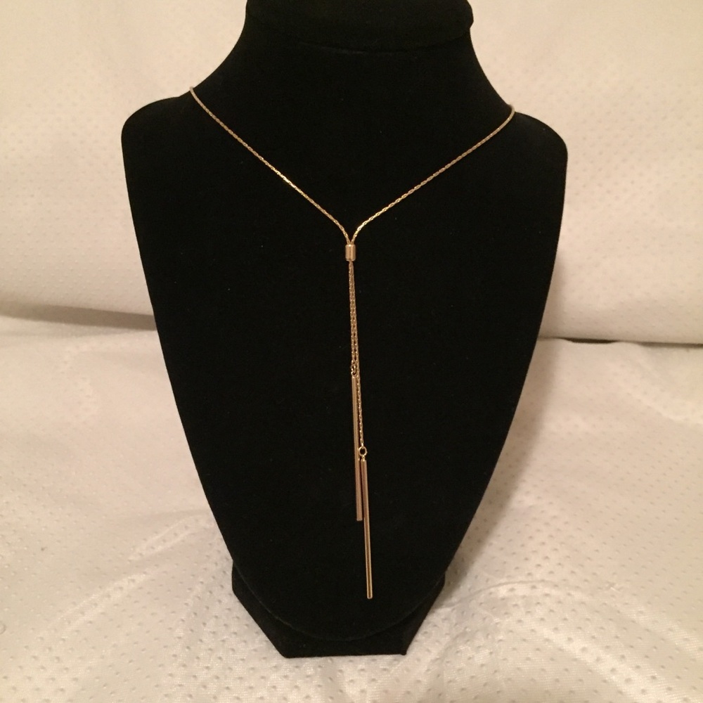 Gold toned rope chain with sliding gold pendants - Picture 1 of 2
